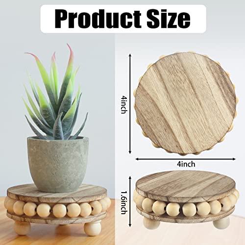 2 Pack Wood Riser, Risers for Decor，Pedestal Stand，Display Stand apply to Home Decor，Farmhouse Decor，Tiered Tray Decor(Brown, 4 Inches)…