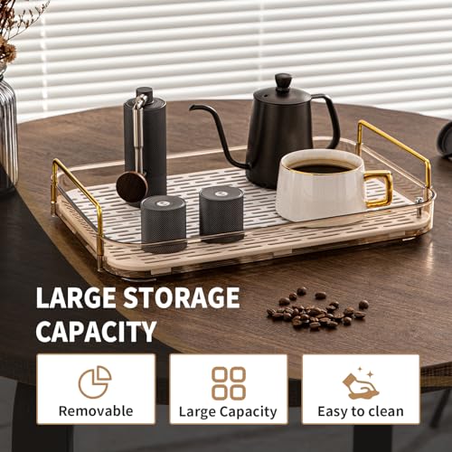 Seoneiro Whiskey Tray, Glass Cup Rack, Mug Holder, Coffee Cup Organizer, Bathroom Countertop with Drain Board Wine Glass Decorative Organizer, Food Tray, Kitchen Spice Rack - color: Amber-1
