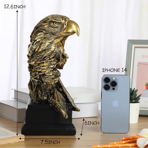 H&W Golden Bald Eagle Figurines - The USA's National Emblem - Resin Statue Decoration for Home/Study/Living Room, Great Collectible Figurines, Best Gift for The Man, Golden (HH17-D4) - color: Eagle-golden