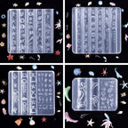 Laza 4pcs Ocean Silicone Nail Art Molds, 3D Mermaid, Starfish, Seashell, Jellyfish Nail Charms Molds Clear Modeling Templates Silicone Beach Nails Pattern Nail Tools with Sculpture Pen for Nail Design - color: Ocean world