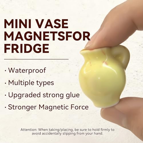 10-Pack Cute Mini Vase Magnets for Fridge, Tiny Ceramic & Glass Magnetic Vases for Refrigerator, Office Whiteboard and Locker, Aesthetic Flower Bud Vases Kitchen Decor, Ideal Gift for Mom & Women