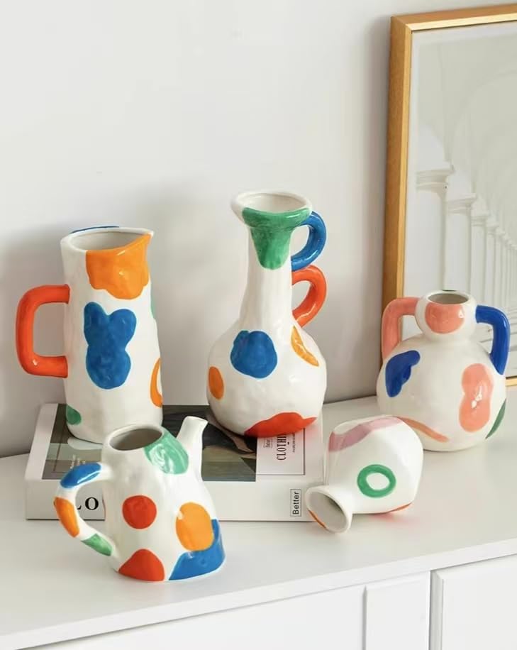 Modern Decorative Abstract Pattern Ceramic Vase, Contemporary Art Home Decor，6 Styles to Choose from (Style B) - size: Style B