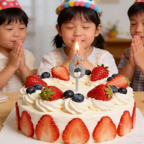 Reusable Number Birthday Candle Holder Set, 2 Sets Digital Birthday Cake Candle Holders Set, Silver Metal Number Candle Holder, Adjustable Candles Stand Decorations for Parties Wedding Anniversary