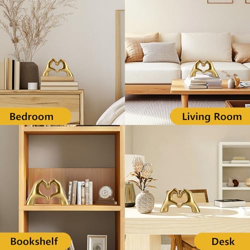 Large Gold Heart Hands Sculpture, Fan Gift Merch for Music Lovers, Home Decor Accents for Birthday Living Room Bedroom Shelf Desk, Cute Statue for Women Girls - size: Large:9.84x3.15x5.51 inch