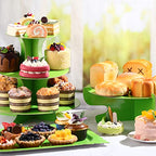 Zopeal 7 Pcs Dessert Table Display Set 3-Tier Cupcake Stand 1-Tier Cup Cake Display Tower Platters and Serving Trays Cardboard Cake Cookie Holders for Wedding Birthday Party Baby Shower(Green) - color: Green