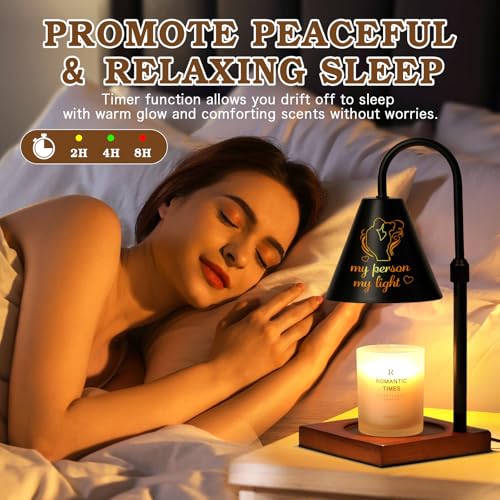 Funistree Candle Warmer Lamp with Timer Dimmable, Anniversary Birthday Wedding Gifts for Women Men Couple, Adiustable Height Candle Warmer Black Candle Lamp - color: Valentine