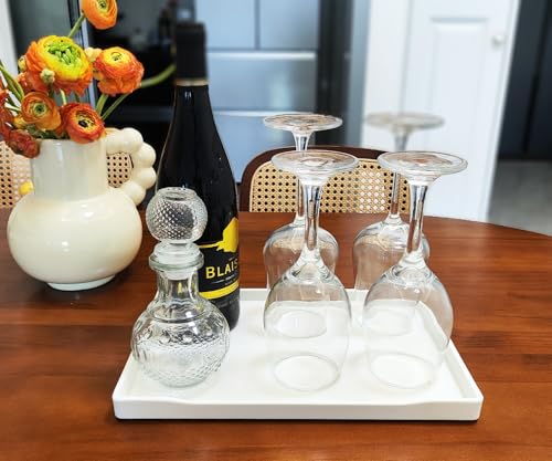 White Serving Tray (11.8 x 8.7 inch) for Serving Accessory, Spa, Coffee, Drinks, Wine, Tea, Bar, Party, Seasoning, Perfume and Display Use. - color: White-1 Tray, size: 11.8" x 8.7" x 0.8"