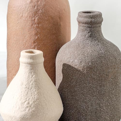 Ceramic Vase Set of 3, Vases Home Decor, Decorative Vases for Table, Boho Flower Vase Modern Neutral Vases for Room Decor, Table, Mantel,Entryway Living Room Kitchen Bedroom Bathroom - Brown - color: 009-multicolor Metallic