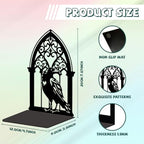 Peacoblue Metal Bookends for Shelves, Modern Decorative Heavy Duty Study Book Support Stoppers for Office, Desk, Shelf, Room 5.3"x4.3"x7.9" Cast Iron Simple Tall Bookends, 1 Pair (Gothic Crow) - style: Gothic Crow