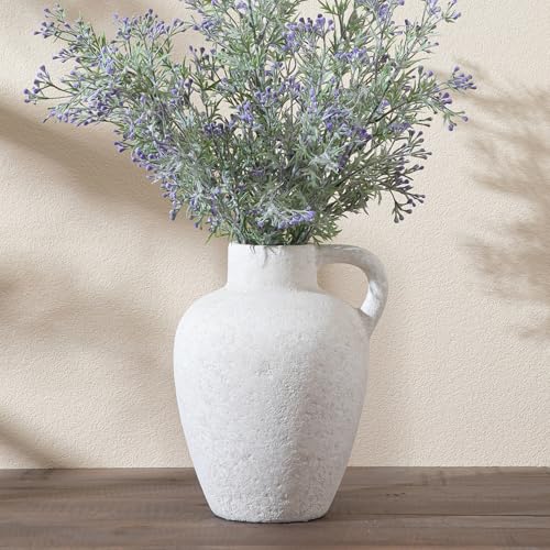 Ceramic Rustic Farmhouse Vase,8.85 Inch White Ceramic Decorative Flower for Home Decor Table Living Room Kitchen Bedroom Shelf Mantel Wedding Centerpiece Holiday & Wedding - color: Farmhouse-8.85 In-1