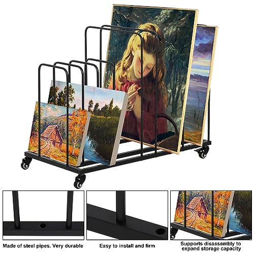 ikare Art Canvas Storage Rack, Art Drying Painting Rack with Wheels, Adjustable Art Storage Easel Display Stands for Canvas Boards, Panel, Crafts Drying & Print Racks, Frame