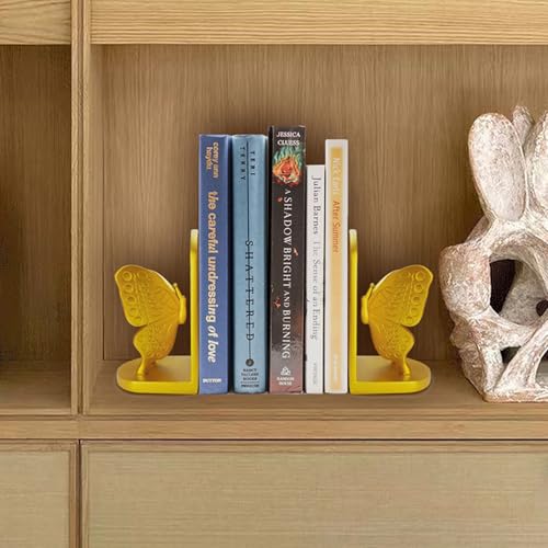 Butterfly Decorative Booknds,Resin Book Ends for Shelves,Gold Heavy Duty Resin Book Stopper for Books,Decorative Book Ends for Shelves,Decor for Desk Home Office.