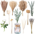 Faux Flower Arrangement with Vase, Center Pieces Decoration for Table, Pampas Grass Floral Décor, Thanksgiving & Christmas Coffee Table Decorations, Artificial Flowers in Vase, Centro de Mesa