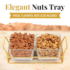 Easter Nuts gift Basket Luxurious and Elegant 2 Sectional Premium Reusable Glass Tray, Perfect Holiday Food Gift Basket