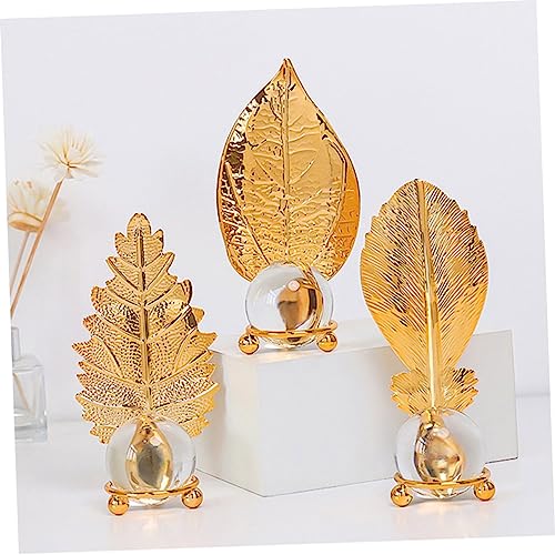 Luxury Crystal Golden Leaf Design Decor for Table and Cabinet Unique Leaf Ornament for Stylish Living Spaces