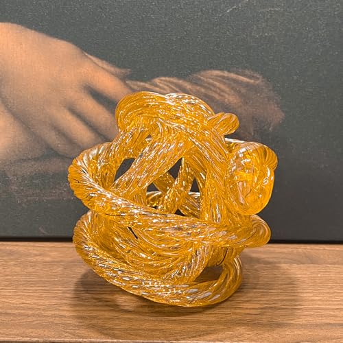 Glass Knot Teal Orbit Ball - 6 Inch Hand Blown Infinity Sculpture Decor Glass Orbit Home Decor Table Decoration Interio Art - color: Orange, size: 6" Diameter