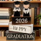 2026 Graduation Table Decorations Class of 2026 Senior Tiered Tray Decor Wooden Block Signs Farmhouse Congrats Grad Tabletop Party Centerpiece for Tables Wooden Sign for Home Decor - style: graduate