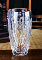 Unique Hand Painted Colorful Peacock Shaped Crystal Glass Vase-11 inch Tall. - color: Colorful