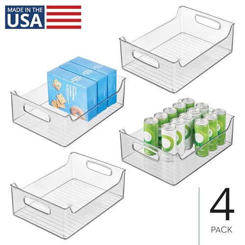 iDesign Plastic Stackable Pantry Bin - Storage Bin with Handles for Cabinets or Fridge - Set of 4 - Clear - style: Pack of 4
