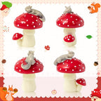 Squirrel Mushroom Resin Statue - Cute Squirrel Mushroom Statue for Desk Living Room Resin Figurine for Home Patio Office Decoration Cute Plant Statues for Tabletop Garden Backyard Decoration - style: Squirrel