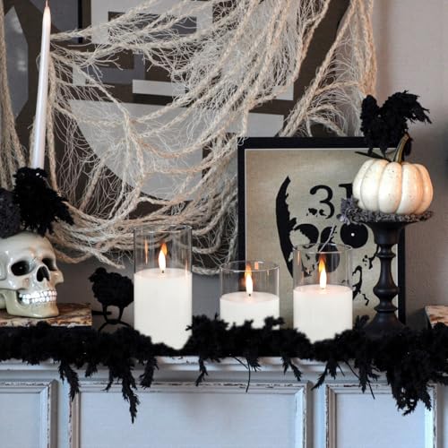 GenSwin Flameless Candles with Remote Timer, Clear LED Battery Operated Candles with Flickering Flame, Glass and Real Wax Pillar Candle Holiday Home Decor(Set of 3, D3”x4”5”6”) - color: Clear