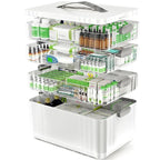 ARSTPEOE 4-Tier Medicine Organizer - Portable Medicine Cabinet with Plastic Handle, Multipurpose Medical Box, Empty First Aid Kit for Home - size: Extra Large 4 Tier