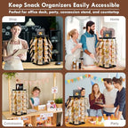 Pinzoveco Chip Rack Display Stand, 5 Tiers 40 Clips Snack Organizer for Office Desk, 360° Rotating Wooden Base Chip Holder Candy Display for Concession Stand, Countertop, Party, With Message Board - color: Black & Gold