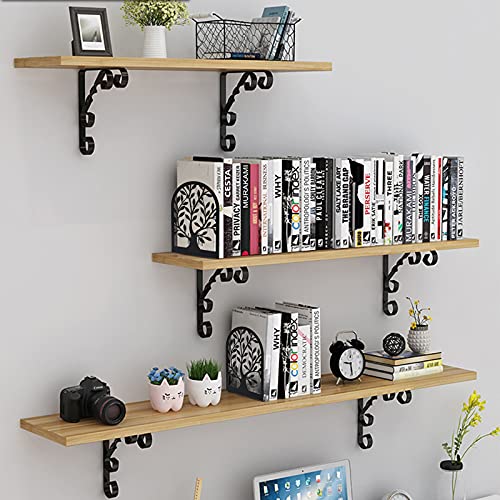 Umikk Book Ends, Bookends for Shelves, Tree Book End to Hold Books, Metal Bookend Stopper, Non-Skid Book Holder, Black Book Supports for Office Home Kitchen, Modern Decorative Bookends(3 Pair/6 Pcs)
