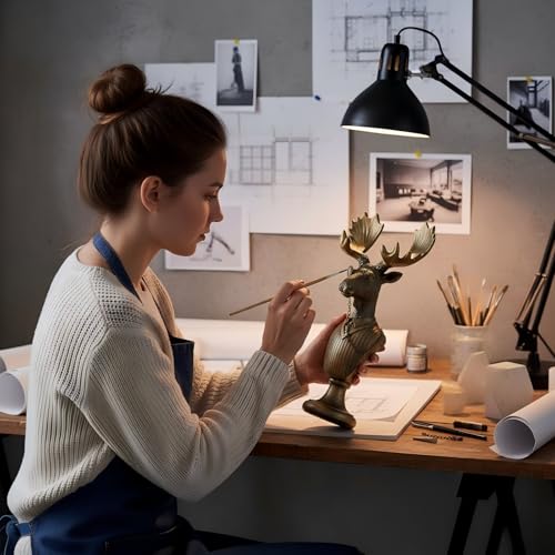 Vintage Animal Statue Sculpture,Gold Resin Moose Bust Figurine with Glasses & Suit, Deer Retro Office Desk Decor for Home Living Room, Creative Gift for Animal Lovers - color: Deer Bust