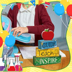 Yuntau 4 Pcs Teacher Appreciation Gift Wooden Apple Table Decoration Guide Teach Inspire Block Sign Apple Tiered Tray Decor Graduation Back to School Teachers Gift for Office Classroom - style: Apple