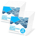 12 Pack Acrylic Sign Holder 8.5 x 11 Horizontal Slant Back Acrylic Stands for Display Plexiglass Clear Acrylic Display Stands for Ad Frame, Picture Photo Frames, Promotions, Restaurants, Office - size: Horizontal 12 Pack 11x8.5''