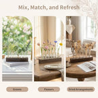 NUPTIO Vase Wedding Centerpiece for Table: 15" Long Rectangular Wooden Base and 12 Pcs Glass Test Tube Bud Vases for Flower Arrangement Dining Table Center Piece Home Decor Gifts for Plant Lovers