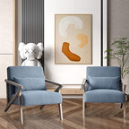 INZOY Mid Century Modern Chair with Wood Frame, Upholstered Armchair with Waist Cushion, Accent Chair for Living Room Bedroom Apartment, Easy Assembly, Blue - color: Blue