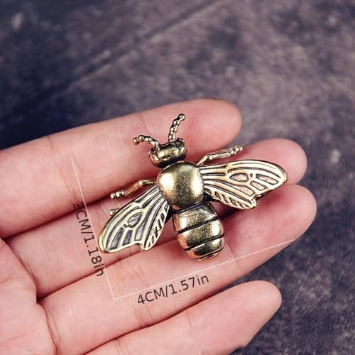 Bee Sculpture - Vintage Gold Desk Ornament Handmade | Antique Finish Desktop Decor for Study & Office