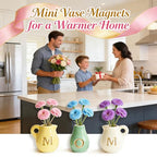Mini Ceramic Vase Fridge Magnets – Tiny 3D Flower Vase Refrigerator Magnets with Fake Flowers, Cute Kitchen & Home Decor, Unique Birthday for Mom & Women