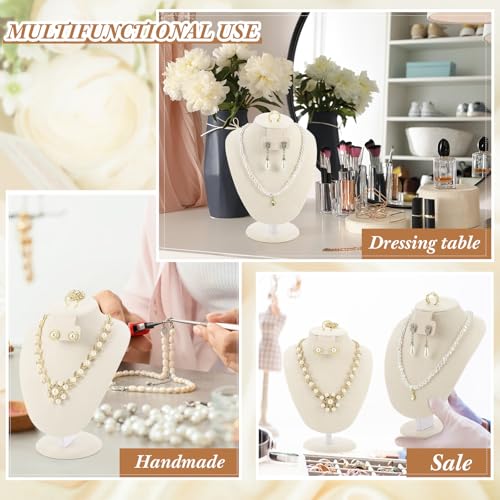 Youyole 3 Pcs Beige Velvet Necklace Display Stand Necklace Jewelry Bust Jewelry Mannequin for Necklace Earrings Ring Show - color: Beige, size: Velvet