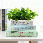 Book Planter Decor - Cute Bookshelf Plant Pots, Small Book Shaped Ceramic Planters, Book Flowers Vase with Drainage Hole, Classic Titles Bookstack for Book Lovers Gifts for Home Bedrooms, Living Rooms