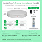 Remote-Controlled Motorized Electric Turntable,Heavy Duty Rotating Display Stand,Speed-Adjustable Rotating Platform,Multi-Mode Photography Turntable for 3D Scan,Photography(19.7in/White) - size: 19.7inch/White/500Lbs Load