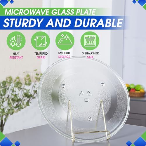 Microwave Plate Replacement 14 1/8 inch Fits W10531726 Whirlpool Microwave Glass Plate - Exactly Replaces Rotating Microwave Turntable Plate - Durable Oven Dish Tray For Better Cooking And Reheating - size: 14.18"