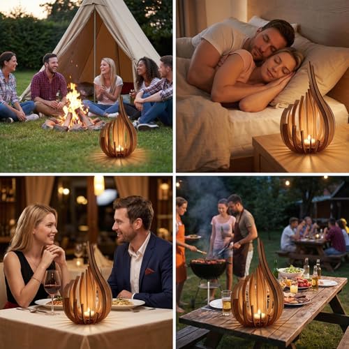 3pcs Creative Wooden Candle Holder Set - Modern and Minimalist Design,Suitable for Decorating Living Room Mantels, Wedding Parties(Large+Medium+Small)