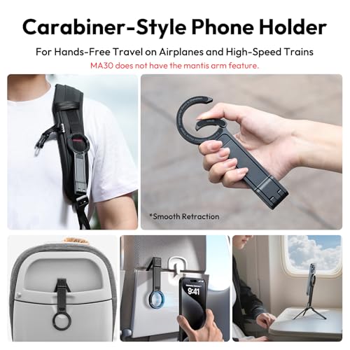 ULANZI MA30 Magnetic Phone Tripod Stand for iPhone - Aluminium Maglock Smartphone Mini Tripod Pocket Cell Phone Stand Strong Magnet Quick Mount Compatible with iPhone 17 16 15 14 13 12 Series, Black - color: Black