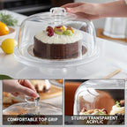 Masthome Cake Stand with Demo Cover, 6 in 1 Multi-Functional Serving Platter Display Stand for Christmas Wedding Party, Acrylic Cake Plate/Salad Bowl/Dessert Platter, BPA-Free, Send 2 Spoon - color: Acrylic Cake Stand With Lid