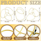 Hicarer 3 Pcs Interlocking Rings Wall Sculpture Gold Metal Home Wall Decor Abstract Aesthetic Gold Decoration for Art Bedroom Living Room Bathroom Home(Circle) - style: Circle