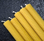 DEYBBY Handmade Beeswax Taper Candles, Dripless Wax Candles, Hand-Rolled Honeycomb Candles for Dinner Party, Set of 6 Flat Top（Brown Raw） - color: Brown Raw, size: 6 Pack