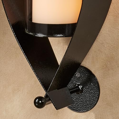 Touch of Class Xander Wall Sconce Pair - Handcrafted Steel - Black - Glass Hurricane - Set of 2 - Metal Sconces Holder for Bedroom, Bathroom, Living Room, Kitchen Walls, Hallways - color: Black