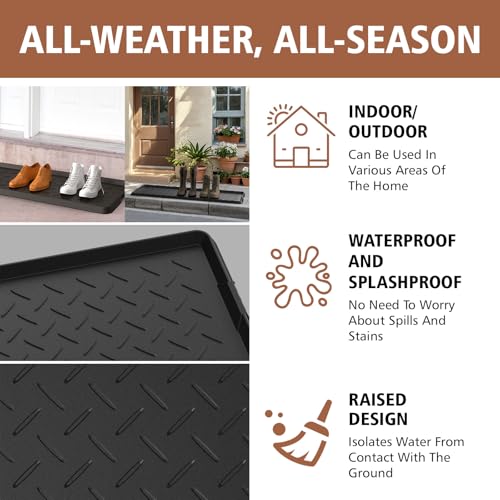 Extra Large Heavy Duty Boot Natural Rubber Shoe Mat for Entryway with Shoes Brush Large Boot Mat Multi-Purpose for Indoor or Outdoor, 16.1x 47.6 Inches - size: 47.6 inch (L) x 16.1 inch (W) x 1.01 inch (H)