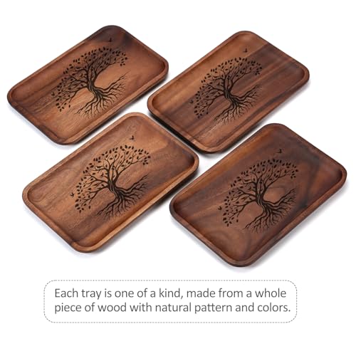 The Tree of Life Serving Acacia Wood Valet Tray for Men Women, Catch All Acacia Mens Key Dump Bedside Nightstand Organizer EDC Wooden Tray for Phone Watch Wallet Keys Jewelry
