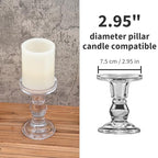 YAKii Clear Glass Candle Holder Set - Elegant Crystal Candlestick Holders for Pillar Taper Candles and Tea Lights - Perfect for Home Decor, Wedding, Christmas and Party - Set of 3