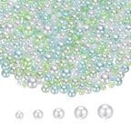 PATIKIL 1000 Pcs No Hole Pearls, 3mm 4mm 5mm 6mm 8mm Mini Round Faux Pearl for Art Crafts Jewelry Making Nail Vase Filler Birthday Wedding Party, Green/Blue - color: Green/Blue