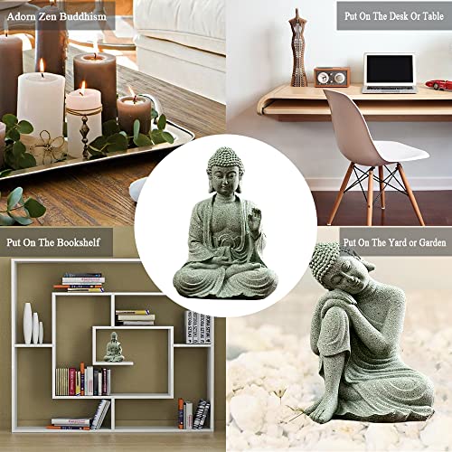 fazhongfa Mini Buddha Statue 4.7 Inch Natural Stone Handmade Buddha Sculptures Creative Zen Garden Aquarium Fish Tank Decorations Home Decor to Friend Family Mom Father as Gift (Meditation) - style: Meditation